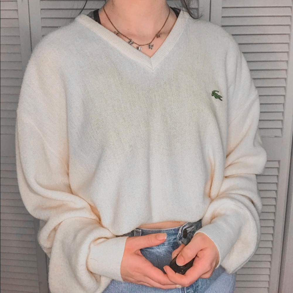 vintage lacoste yellow pullover sweater